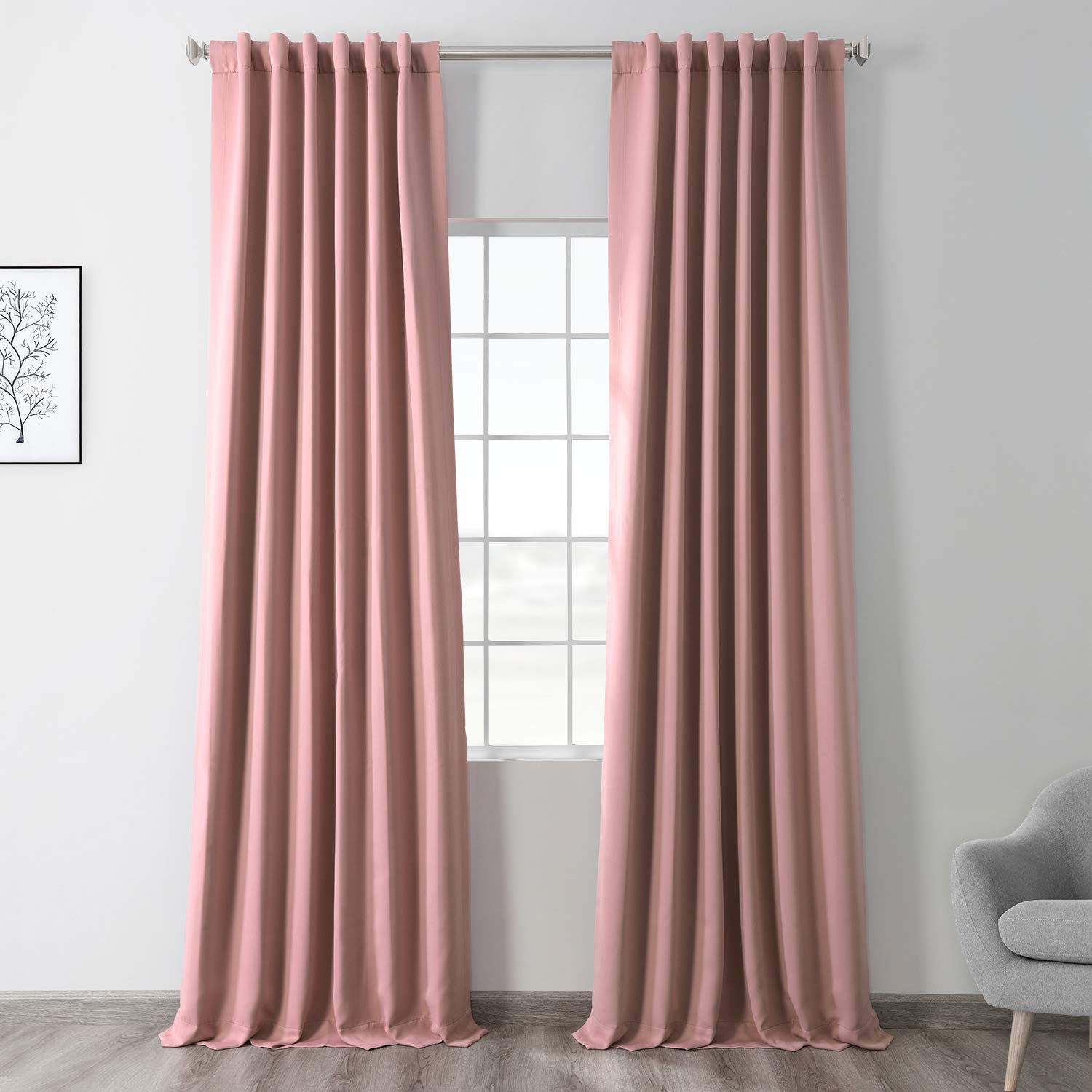 HPD Half Price Drapes Room Darkening Curtains 120 Inches Long for Bedroom & Living Room (1 Panel), 50 X 120, Fresco Blush