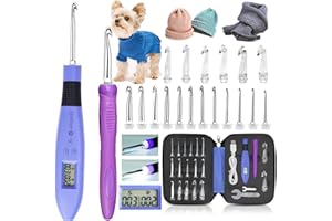 Zcvtbye Counting Crochet Hook Set Digital,Ergonomic Crochet Hooks with 18 Interchangeable Crochet Kit,Lighted Crochet Hooks with 2 Levels Led,Beginner Knitting Kit for Stitch & Row Counter. (18 Size)