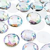 John Bead 100 Pieces 25mm, Crystal AB, Acrylic Round Flat Back Rhinestones for Jewelry Making, DIY Crafts, Nail Art, Face Makeup, Clothes
