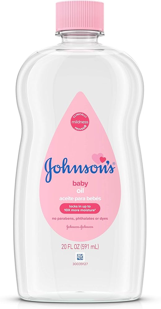 Johnson's Baby Oil, Pure Mineral Oil, Original Scent, 20 fl. oz | Help Prevent Moisture Loss, For Baby, Kids & Adults, Gentle