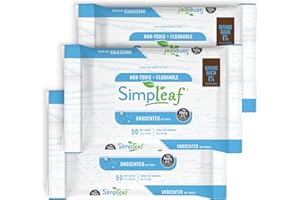 Simpleaf Flushable Wet Wipes Unscented | Plastic Free, Paraben & Alcohol Free | Hypoallergenic & Safe for Sensitive Skin | Soothing Aloe Formula | Adult Toilet Wipes (3 x 50 Counts Pack) 150 Counts