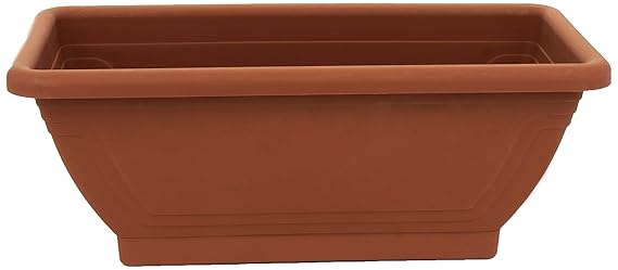 Terra Blumenkasten+Untersetzer aus Kunststoff, terrakotta, 40 cm