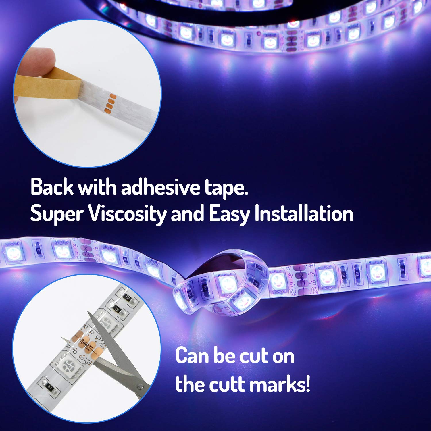 16.4FT SMD 5050 Waterproof LED RGB Flexible LED Strip Light Lamp Kit (300 Light with Adapter)