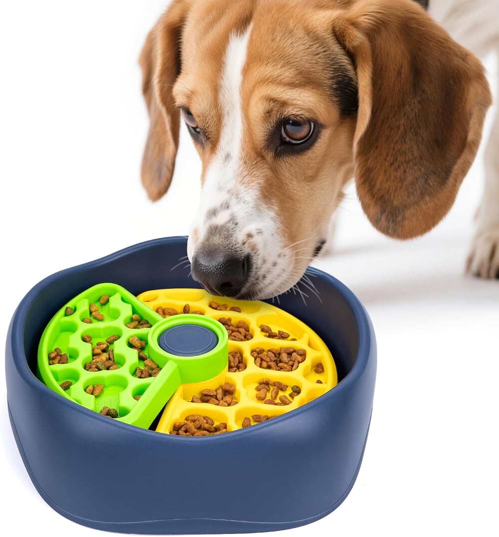 CAISHOW Slow Feeder Dog Bowl Interactive Puzzle for Small & Medium Dogs