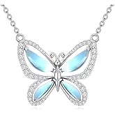 Animals Moonstone Pendant Necklaces, 925 Sterling Silver Owl/Dragon/Hummingbird/Phoenix/Butterfly Necklace for Women, Moonstone Jewelry Gift for Mother Wife Lover, Birthday Christmas Anniversary