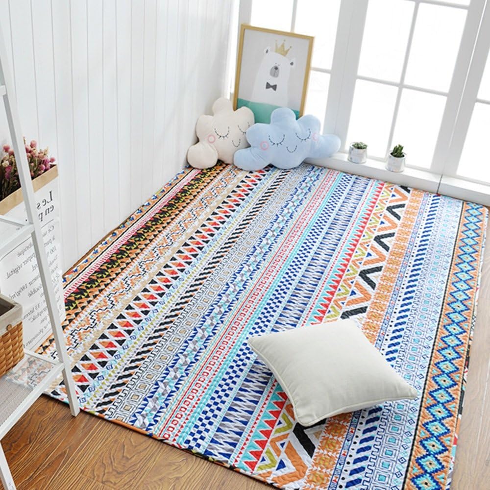 Jxth Vintage Floor Carpet Area Rugs Nordic simple cotton covered carpet floor mats Bedroom carpet mattresses can be machine washed.
