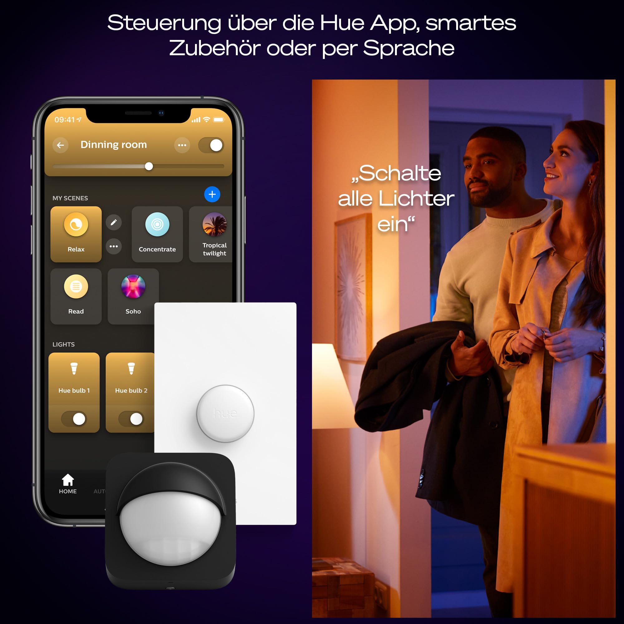 Philips Hue Devote Smart LED-Panel-Licht, weißes und farbiges Ambiente, rund 30 cm, 16,6 W, 2000 Lumen, weißer Rahmen für Innenbeleuchtung, Decke, Wohnzimmer, Küche, Flur 6
