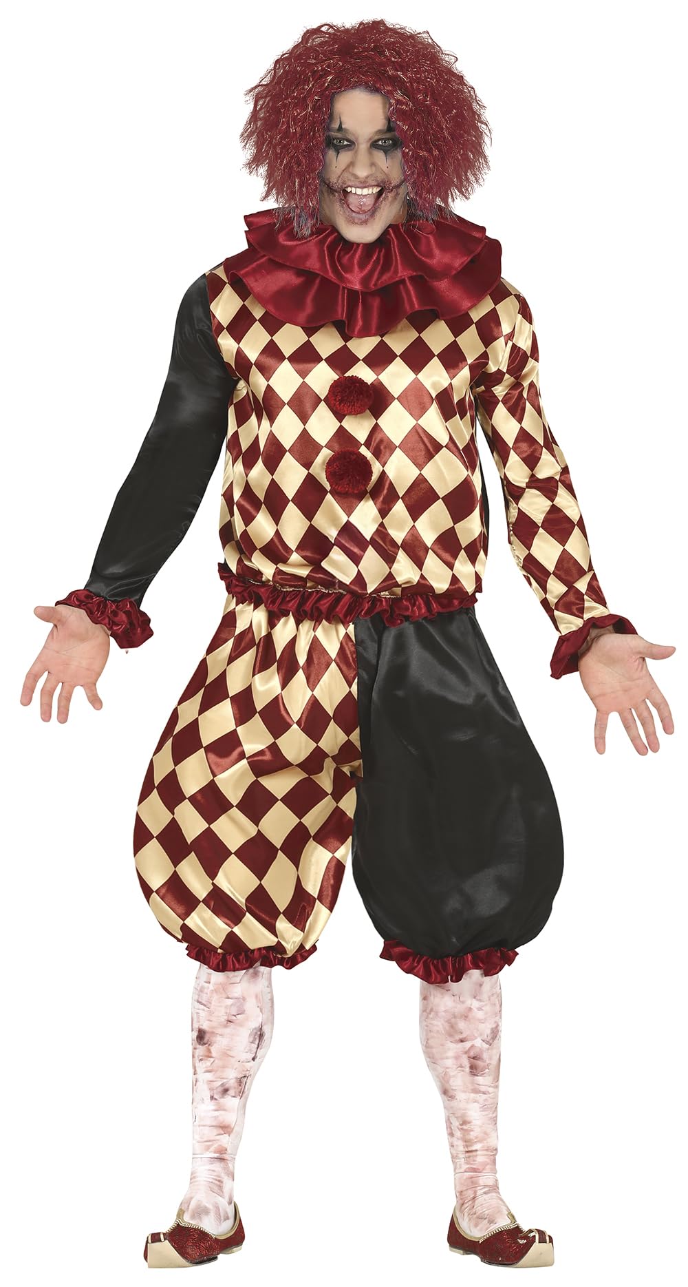 FIESTAS GUIRCA Horror Clown - Harlequin Outfit Fancy Dress Costume Adult Man Size M 38-40