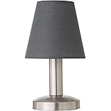 Amazon Basics Cone Shape Metal Base Table Lamp with LED Bulb - 5.5" x 5.5" x 9.7", Brushed Nickel