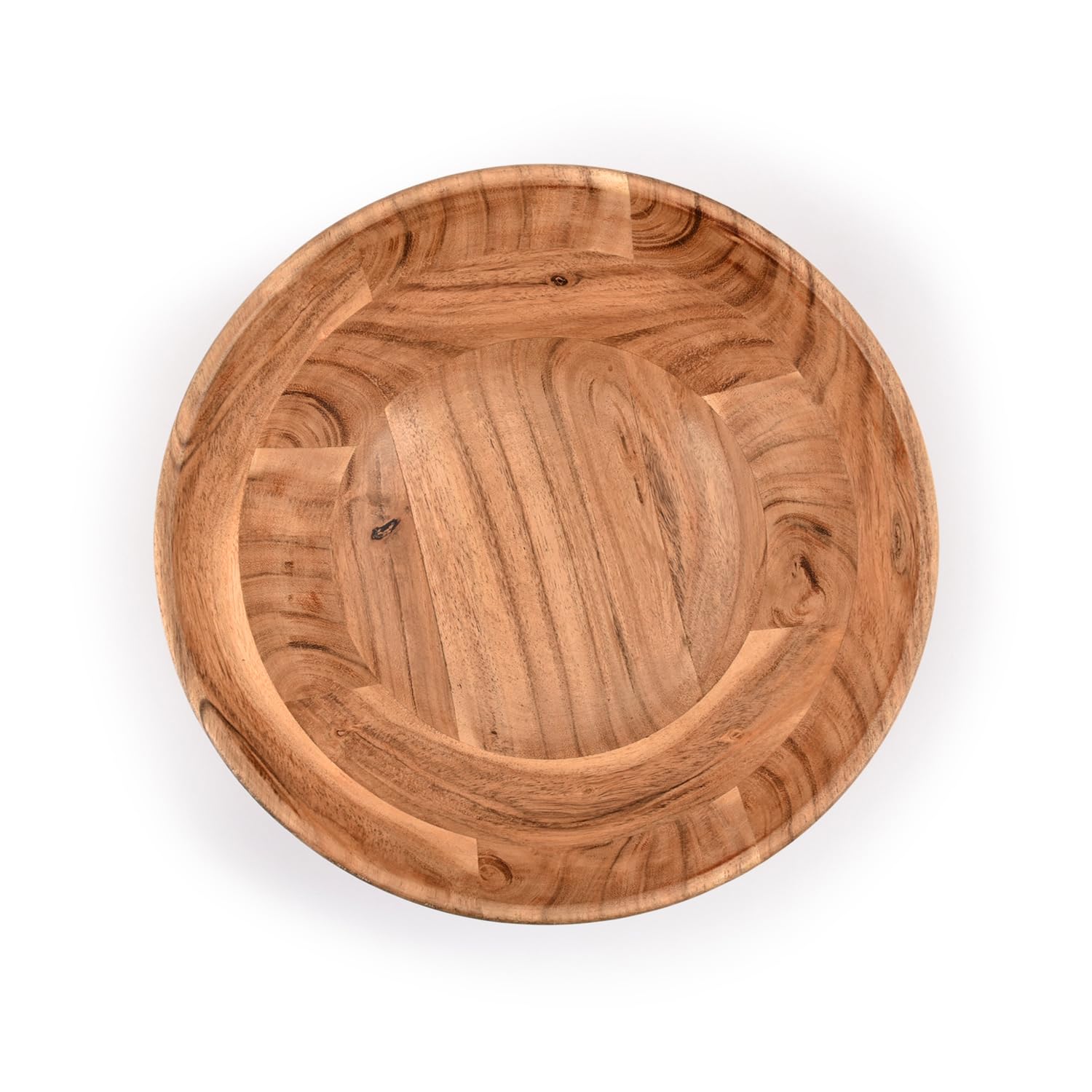 Samhita Acacia Wood Fruit Bowl for Fruits or Salads,Serving Dish Looks Absolute Beautiful With Your Kitchen (10" x 10" X 4") - Image 3