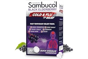 Sambucol Cold and Flu Relief Tablets - Homeopathic Cold Medicine, Remedy for Adults, Black Elderberry for Colds, Zinc Remedy - 30 Count