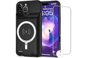 BOVSRT Battery Case for iPhone 16 Pro Max, 12000mAh Enhanced Portable Protective Qi Wireless Charger Case Battery Pack with CarPlay Wireless Charging Compatible for iPhone 16 Pro Max (6.9 inch)-Black