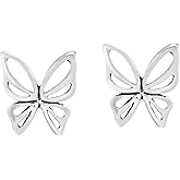 AeraVida Everyday Whimsical Butterfly .925 Sterling Silver Stud Earrings | Small or Tiny Butterfly Stud Earrings | Butterfly Silver Stud Earrings | Sterling Silver Stud Earrings for Women