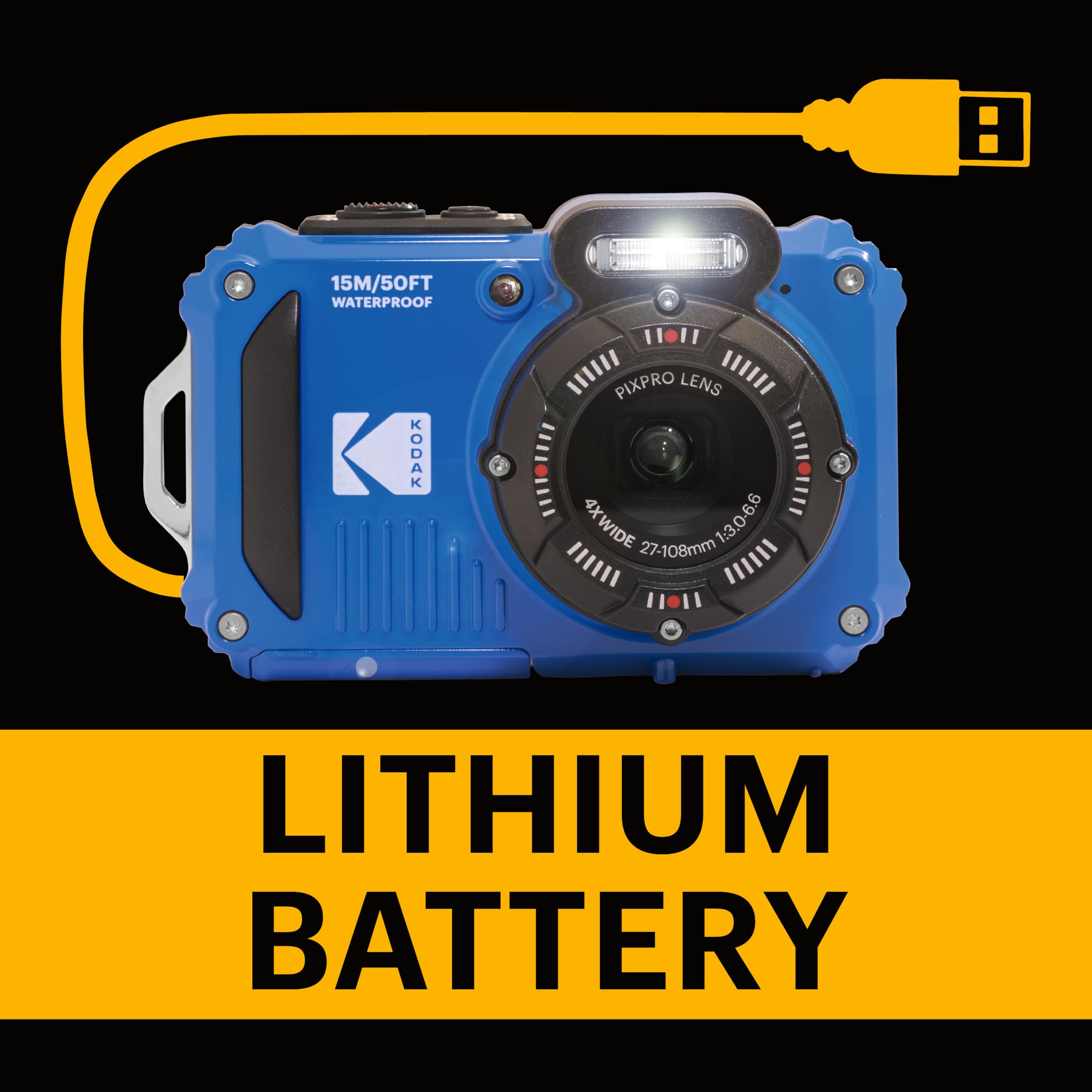KODAK PIXPRO WPZ2 Rugged Waterproof Shockproof Dustproof WiFi Digital Camera 16MP 4X Optical Zoom 1080P Full HD Video Vlogging Camera 2.7