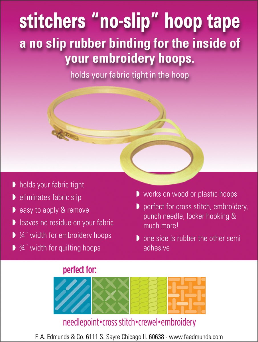 Edmunds 1/4-inch x 9 yd Stitchers No-Slip Hoop Tape, Yellow