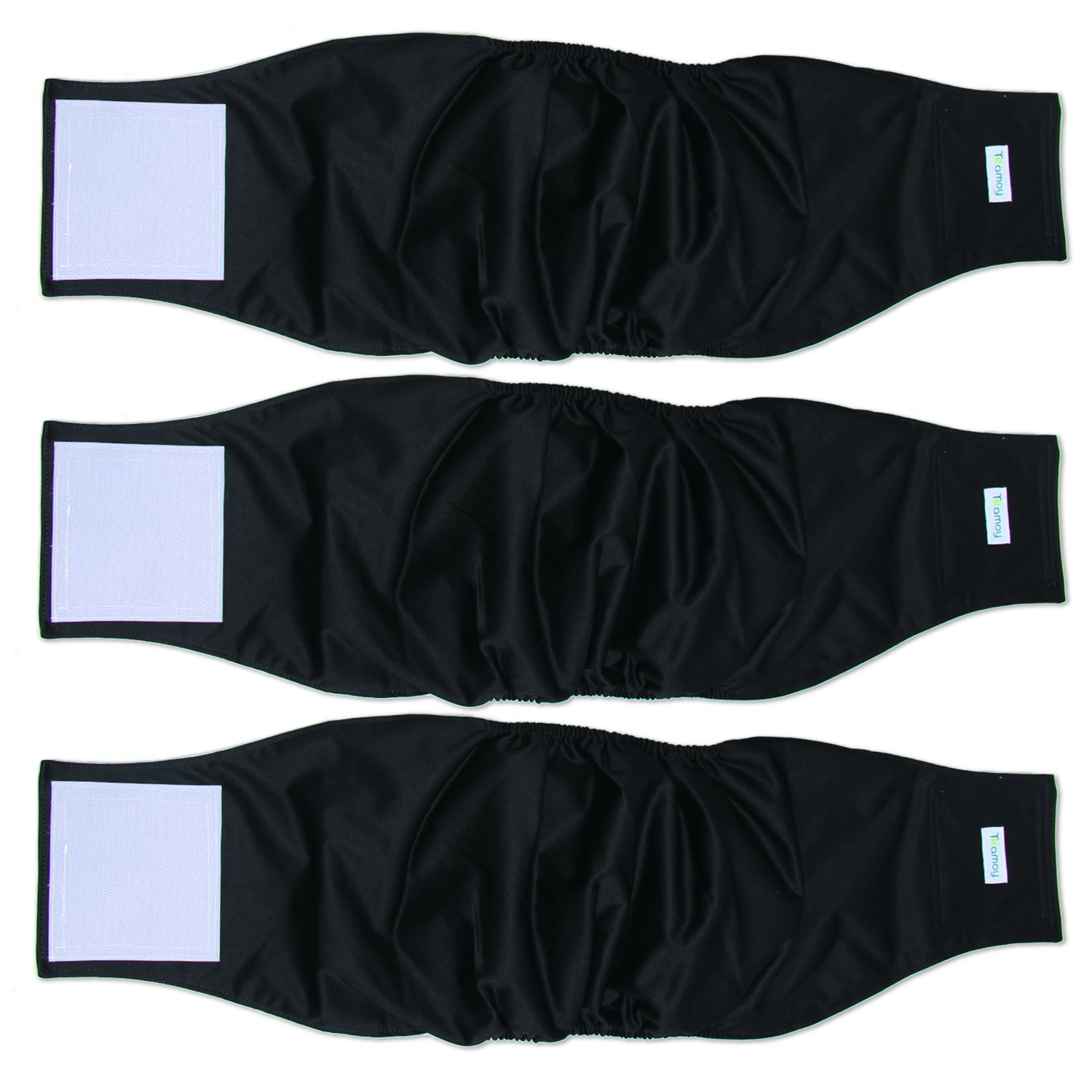 Photo 1 of Teamoy 3 Pack Male Dog Diaper Wrap, Washable Puppy Belly Bands, Super-Absorbent and Comfortable(XL,25"-29" Waist, Black)