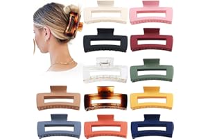 Sisiaipu 4.1 Inch Large Hair Accessories - 12 Pcs Big Square Jaw Clips for Thick Hair, Jumbo Bulk Clips for Women and Girls