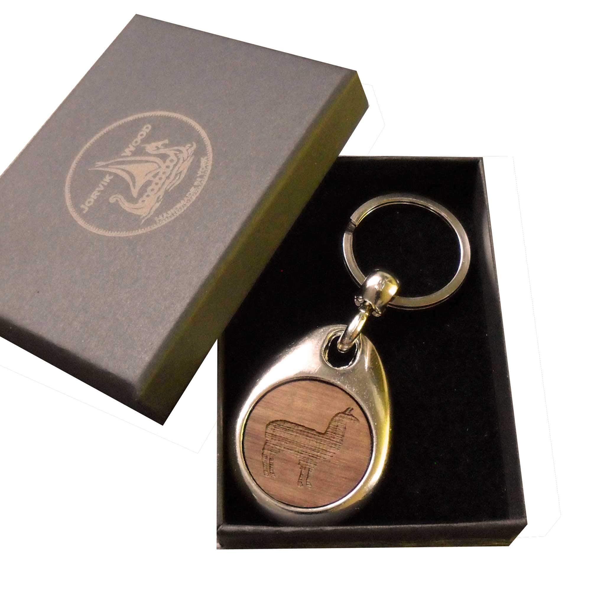 Jorvik Wood Llama Design Wooden Keyring with Gift Box