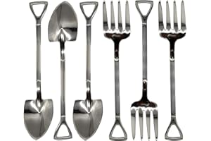 Maydahui 6PCS Shovel Shape Spoon and Fork 4.7 inch 18/10（304 ）Stainless Steel Coffee Sugar Mini Ice Cream Spork Fruit Forks for Home Party Bistro Cocktail Tasting Appetizer
