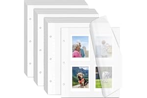 VOKOY 60 Sheets/120 Pages Photo Album Pages for 3 Ring Binder, Self Adhesive Scrapbooking Album Refill Pages Replacement Photo Album Sheets for 2x3 4x6 5x7 8x10 Photo or Cards, 11 x 9 Inch
