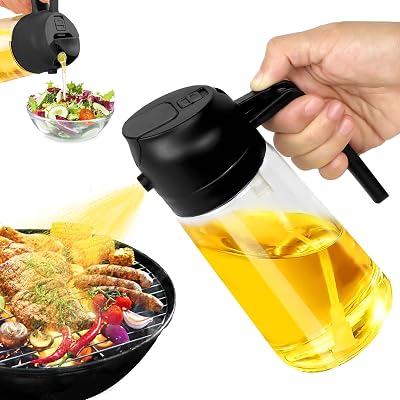 Nepfaivy 2 in 1 Oil Spray Bottle - 470ml Glass Dispenser & Sprayer