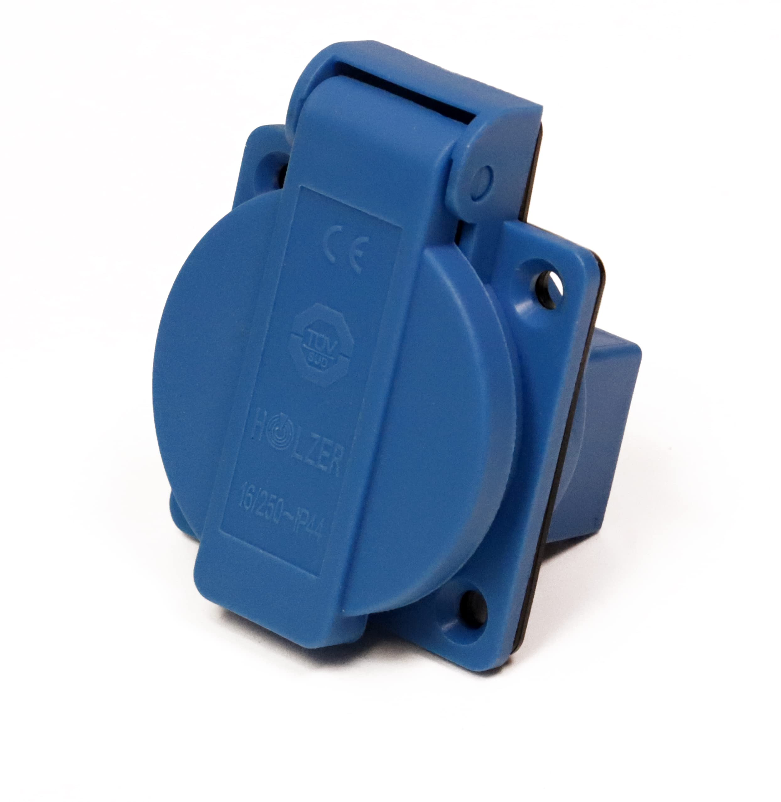 HOLZER Pack of 8 recessed sockets, Schuko mounting sockets, 16 A, wet rooms, PA6, + flange seal (blue)