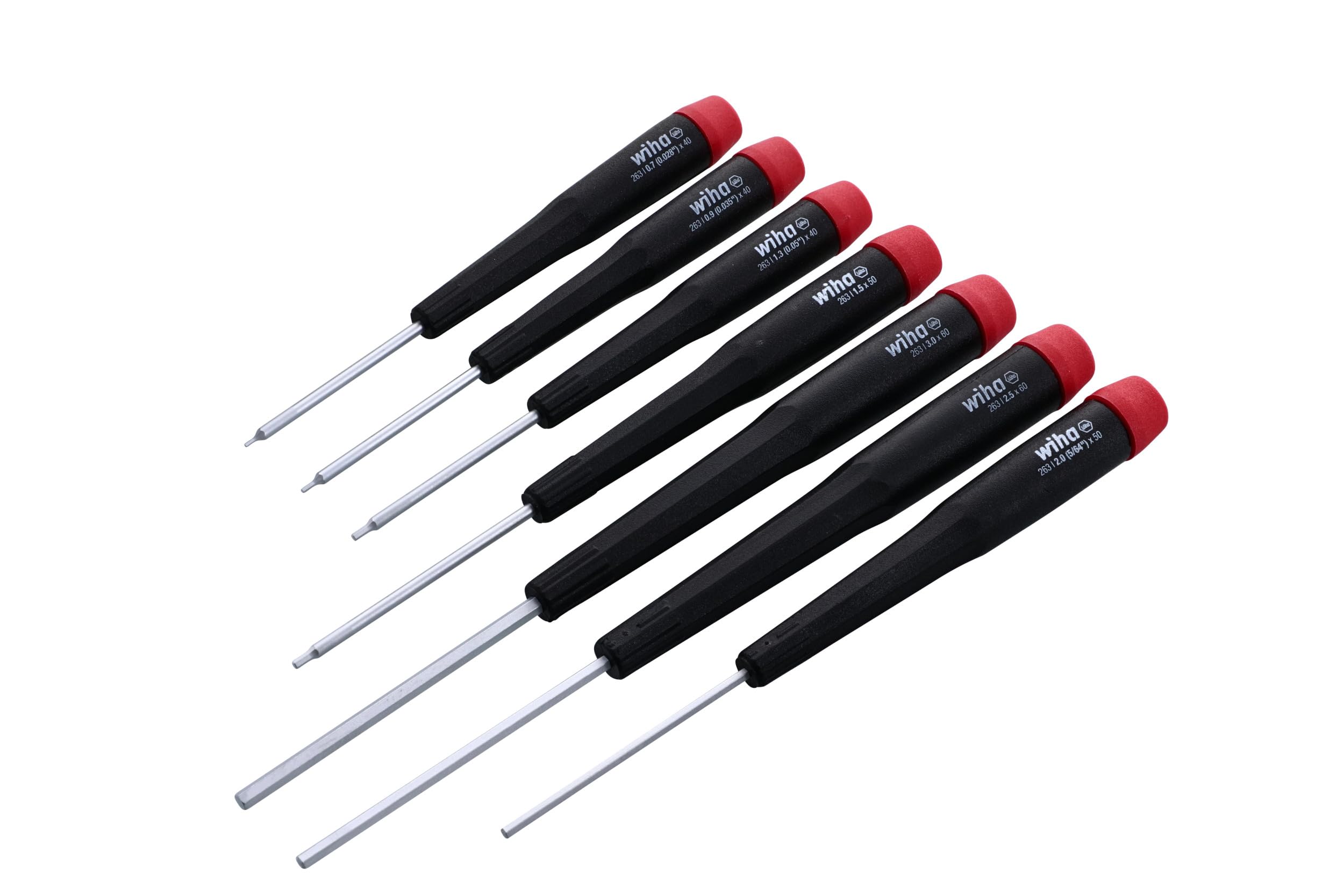 Wiha 26390 Screwdriver Set, Hex Metric with Precision Handle, 7-3.0mm, 7 Piece