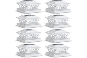 SIEDiNLAR Solar Post Lights Outdoor 4 Modes Fence Deck Post Cap Light for 4x4 5x5 6x6 Vinyl Wooden Posts Garden Patio Decor, Warm White & Cool White Dynamic Lighting White (8 Pack)