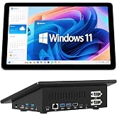 HEIGAOLAPC Mini PC Computer Win11 Pro Fanless Industrial Mini Desktop Computer with 10.1" Touchscreen Display, N5095 CPU 8GB Ram, 128GB ROM, 5000mAh Battery, Dual RS232, HDMI, Type-C, BT 5.0, WOL