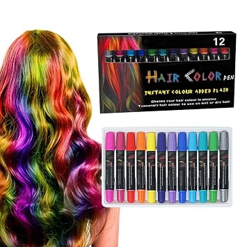 Amazoncom 12x Color Temporal Del Cabello Natural Tiza