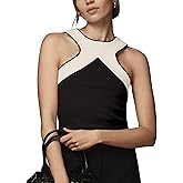 DURUNUL Women Color Block Criss Cross Halter Tank Top Y2k Summer Cute Sleeveless Cut Out Ribbed Crop Tank Shirts Black