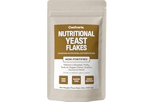 Coolinario Non Fortified Nutritional Yeast Flakes (10 OZ) Vegan Seasoning with Roasted, Nutty Flavor | Rich in Protein, Fiber & Minerals | Ideal for Snacks, Sauces & Dressings | Gluten-Free & Vegan