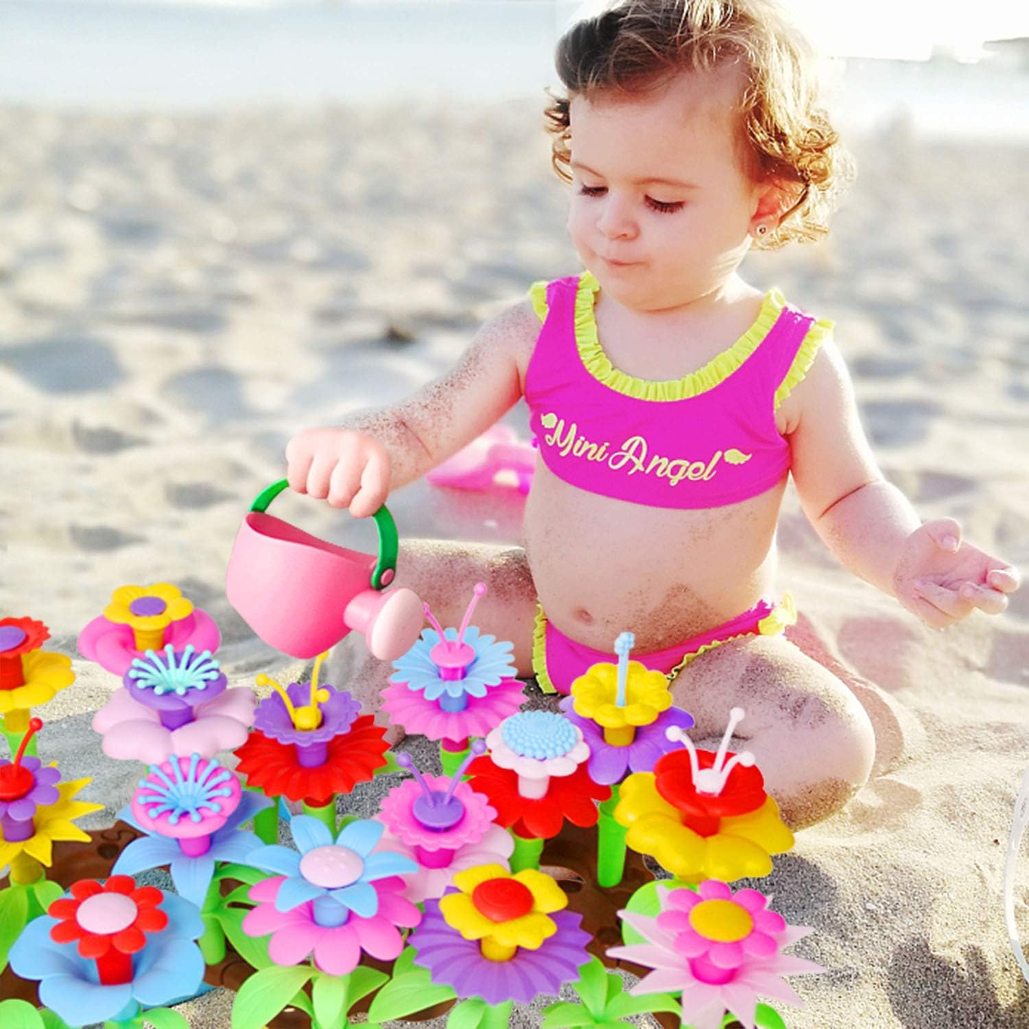 ROSYKIDZ Flower Garden Building Toys for Girls - [ 106 PCS ] STEM Toy Gardening Pretend Play Gift for Kids Age 3 4 5 6 Years Old - Preschool Children Girl Gifts Toys Set with Storage Bag: Toys & Games