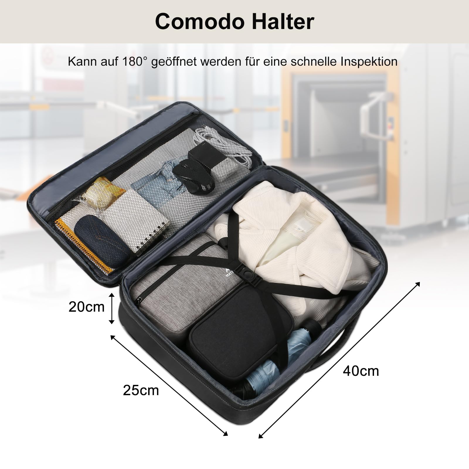 MATEIN Ryanair Handgepack 40x20x25, Rucksack Handgepäck Flugzeug 20L Herren, Ryanair Rucksack 40x20x25, Erweiterbar Daypack Reiserucksack Flugzeug, Cabin Bag für Weekender Reise, Schwarz 5