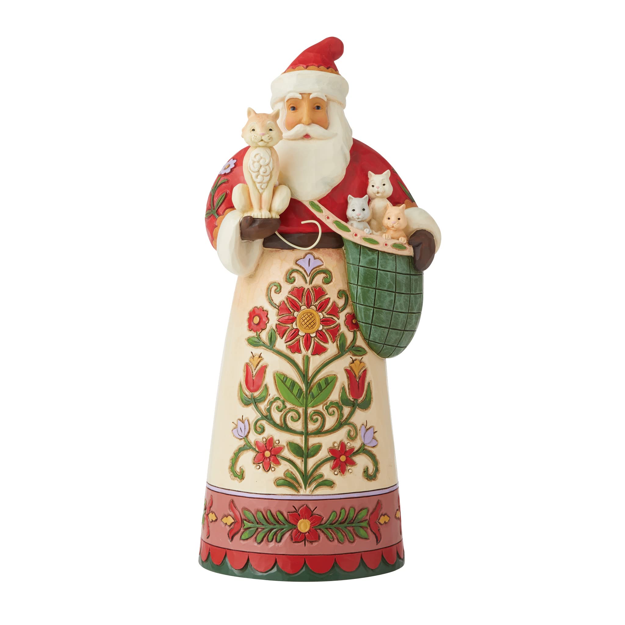 Enesco Jim Shore Heartwood Creek Santa Holding Cat and Kittens Figurine 6008880
