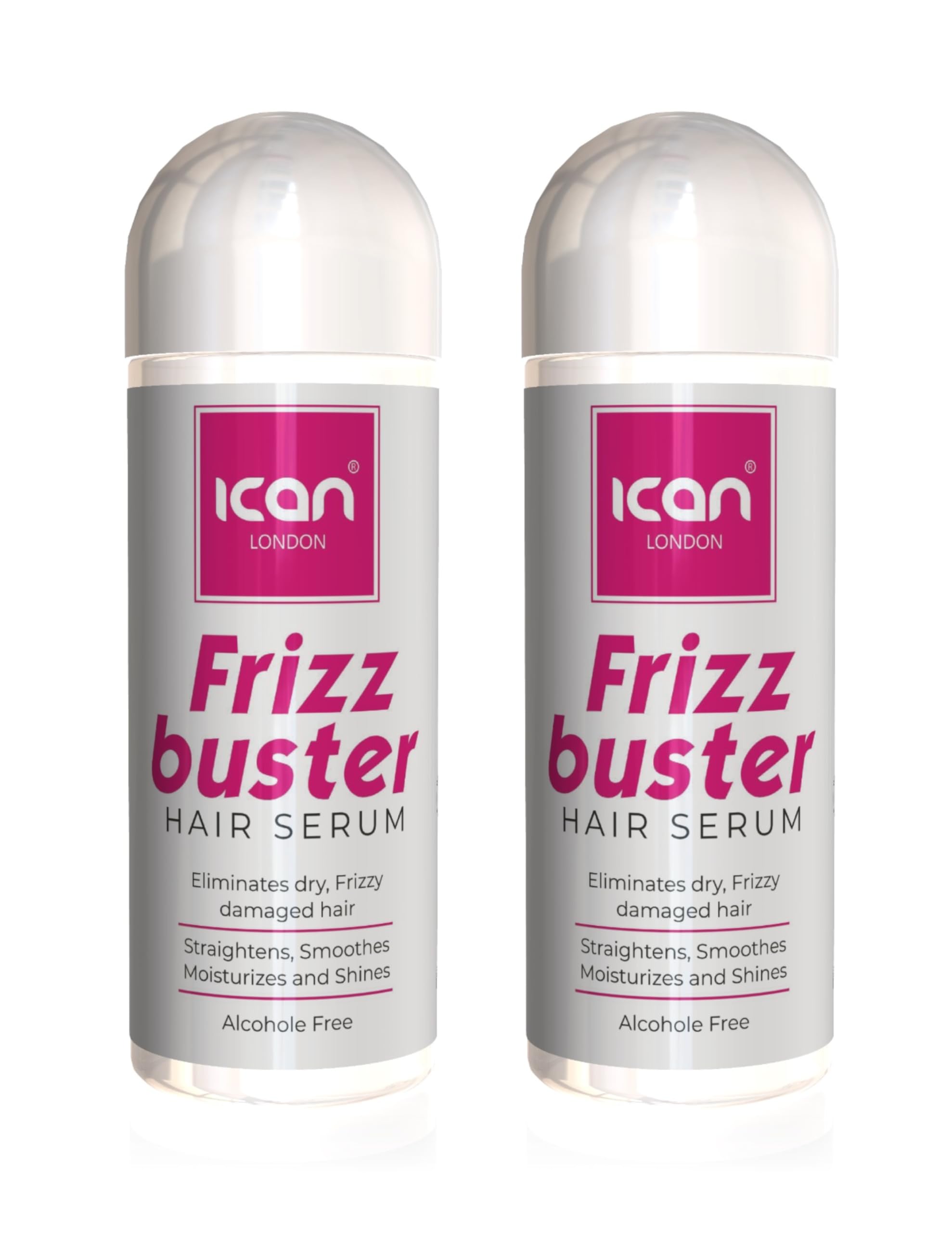 Ican London Frizz Buster Hair Serum for Dry, Frizzy, Damaged Hair, Alcohol-Free, 2 X 207ml