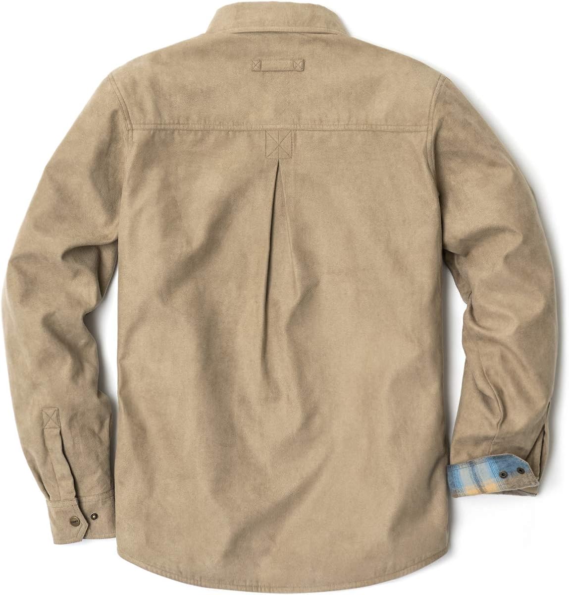 CQR Men's Flannel Long Sleeved Rugged Plaid Cotton Brushed Suede Shirt Jacket: Clothing