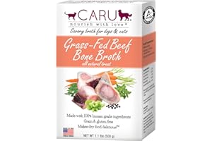 Caru - Grass-Fed Beef Bone Broth for Dogs and Cats, Moistens Dry Food or Pour Over Freeze Dried Raw Food, Grain and Gluten Fr