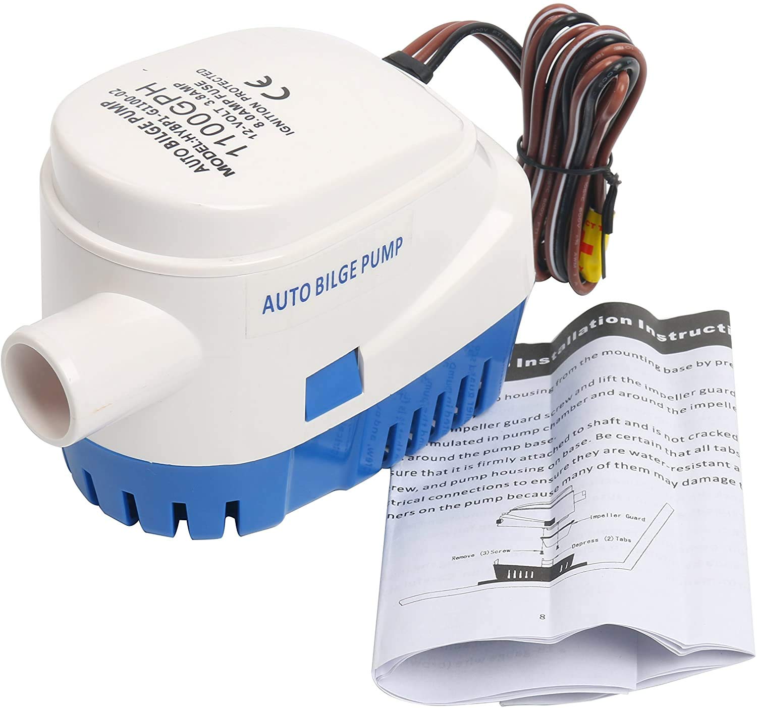 Amarine-made 12V 3.8A Automatisches Tauchboot Bilge Wasserpumpe 1100GPH Auto Auto mit Schwimmerschalter