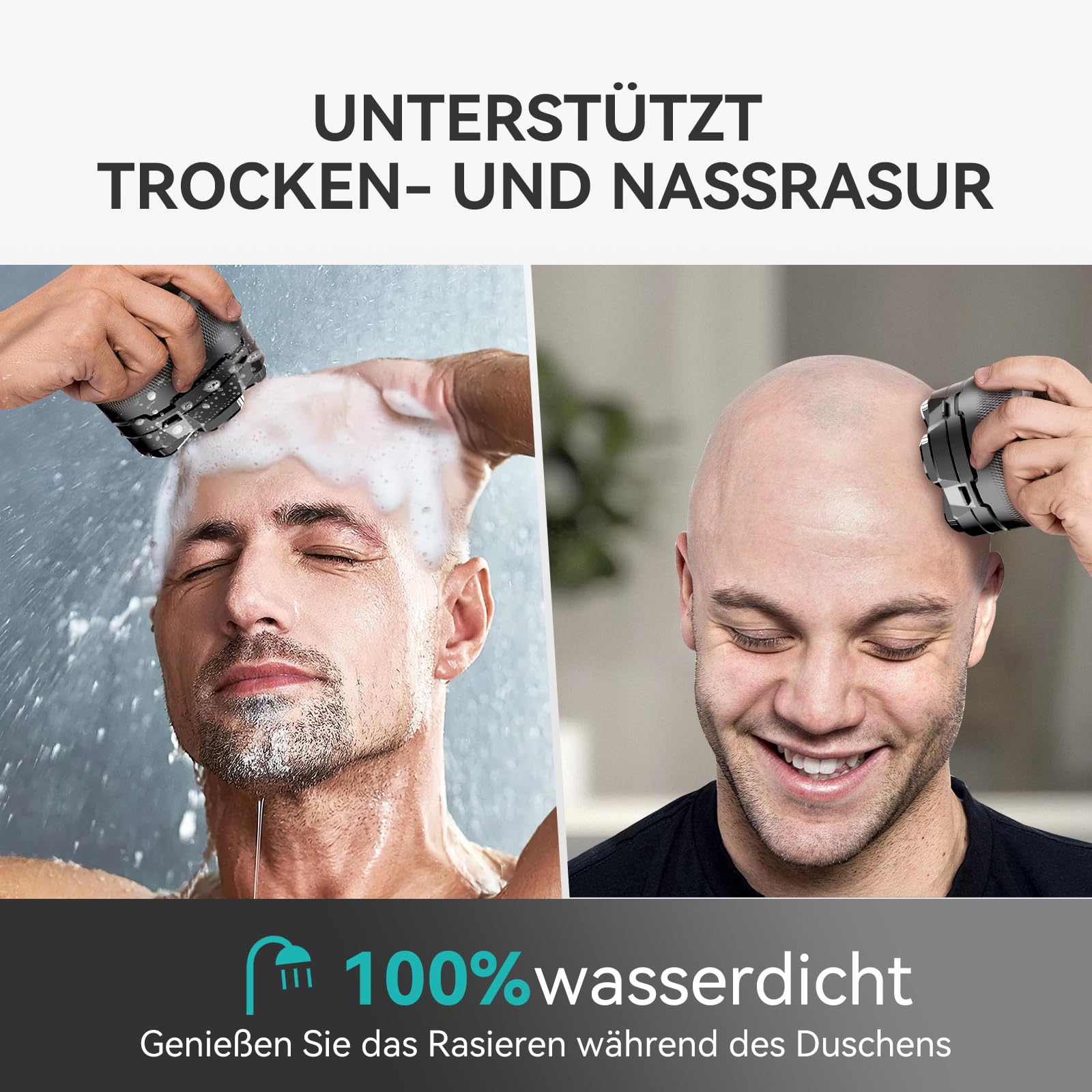 Glatzen Rasierer Herren, kensen Kopfrasierer Glatze Wasserdicht Kopf Rasierer Herren Wiederaufladbar Typ-c Head Shaver Men Magnetische Leicht zu Reinigen Akkulaufzeit 160 Mins 3