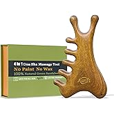 Aurift Wooden Gua Sha Facial Tool, Ergonomic Guasha Tool for Face Contour & Jawline Sculpting Massager – Natural Sandalwood Lymphatic Face Massage Tool for Puffiness & Stress Relief, Gift for Women