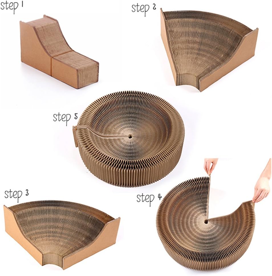 UEETEK Cat Scratcher Lounge Bed Paper Scratching Toy Collapsible, Beige - Image 4