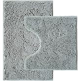 Bathroom Rugs Sets 2 Piece,Super Absorbent Chenille Bath Mats and U-Shaped Toilet Rug,Strong PVC Non Slip Backing,Microfiber Washable Dry Quickly Bath Mats for Bathroom(20
