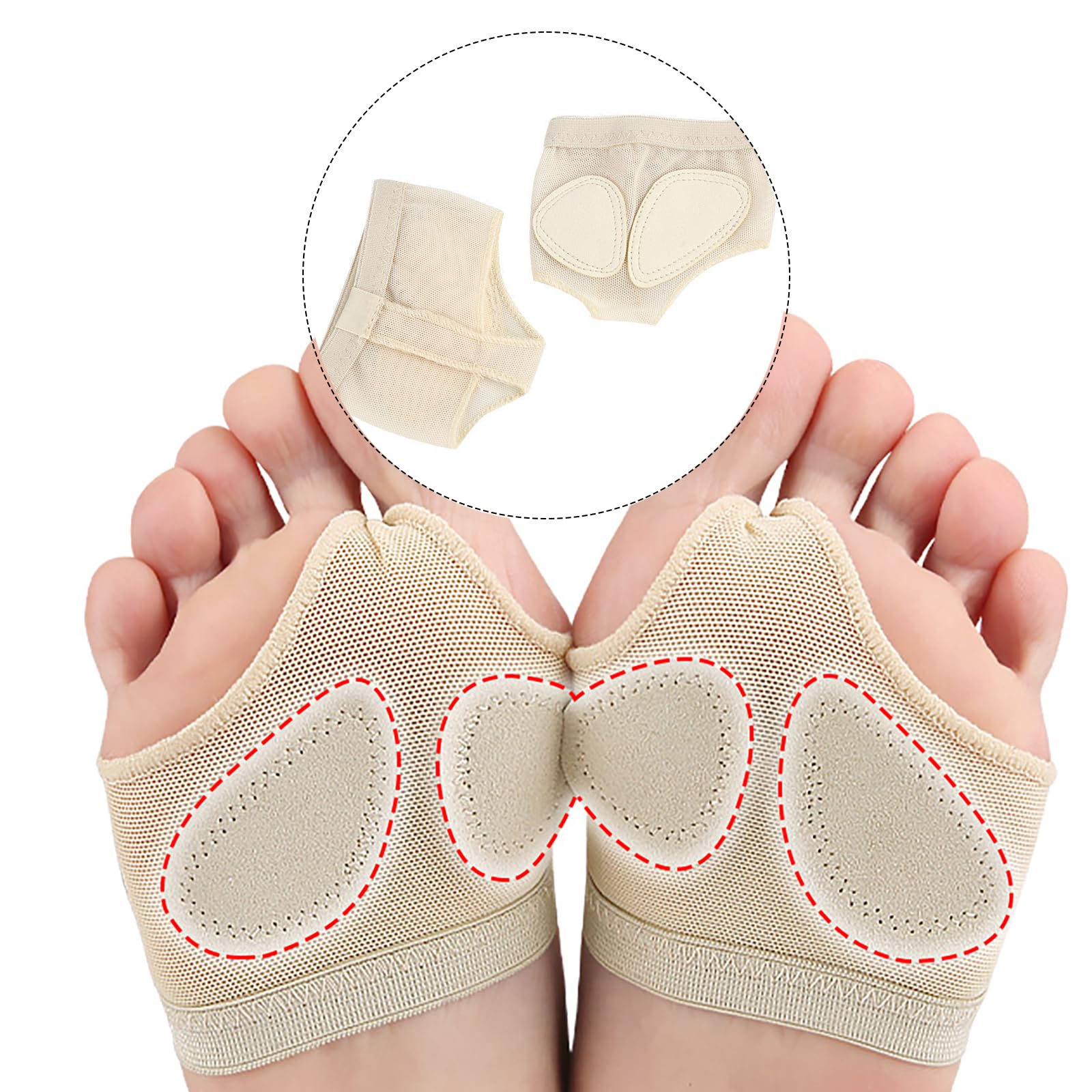 Baisdan Foot Thongs for Dance, 1 Pairs Anti-Slip Half Sole Forefoot Belly Lyrical Dance Paws Pad Foot Thongs Shoes Socks Suitable for Jazz Ballet Modern Dancing Wear Champagne M