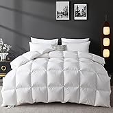 L LOVSOUL Down Comforter Queen Size, 850+ Fill Power Hotel Style Bedding Comforter, 1200TC, Fluffy Ultra Soft All Season White Duvet Insert with 8 Corner Tabs
