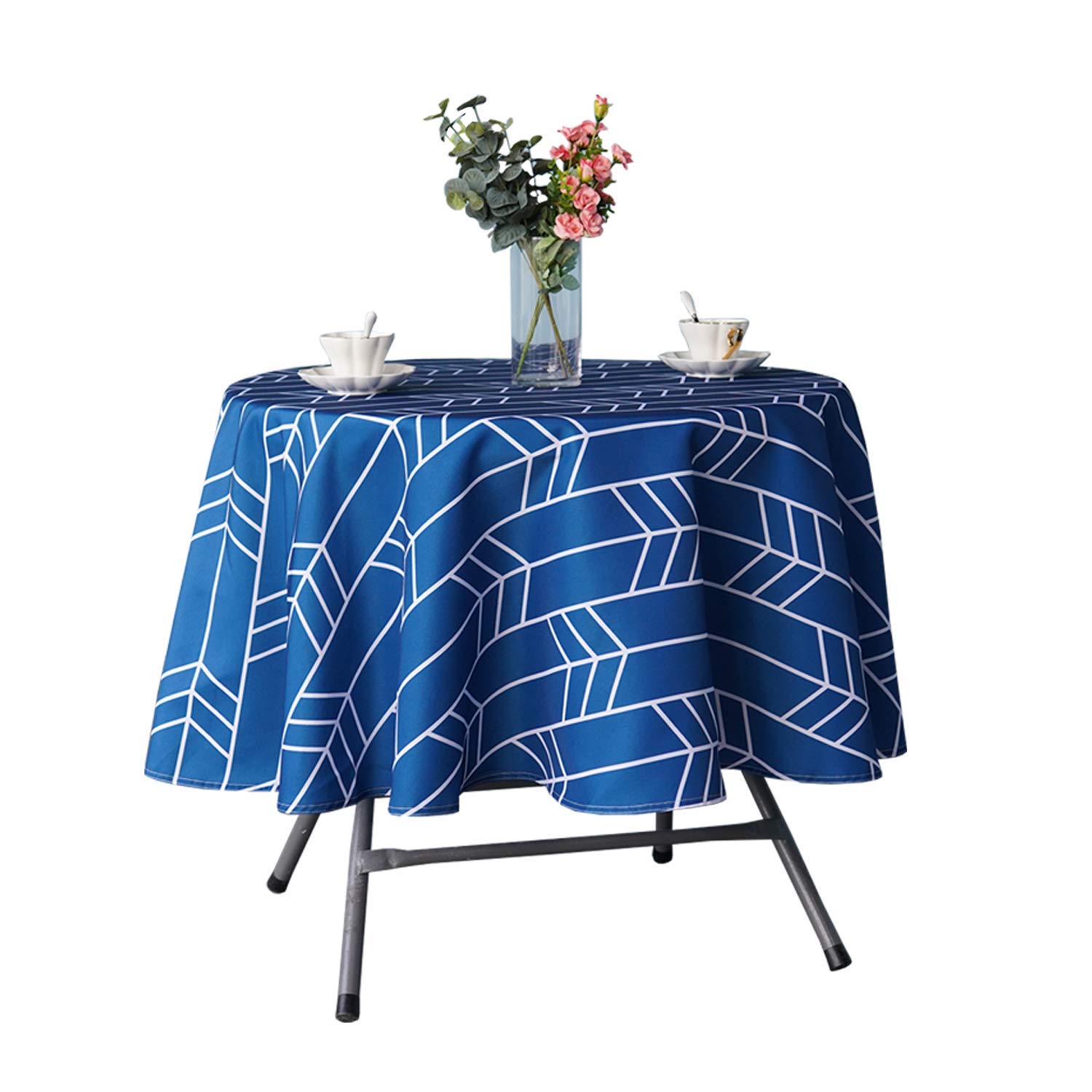 WedDecor Round Printed Tablecloth, Waterproof Polyester Table Cover With Abstract Geometric Pattern, Wrinkle Free & Stain Resistant for Garden Table, Patio (70" Round, Classic Geometric Arrow)
