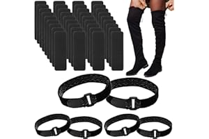 Piriuuo 6 Pcs Knee Boot Straps Adjustable Elastic Belts, Thigh High Boots Tape with 36 Pieces Adhesive Tape Hook Sticker Not Fall Off Strap Women Boots Fixed Belt for Knee High Boots