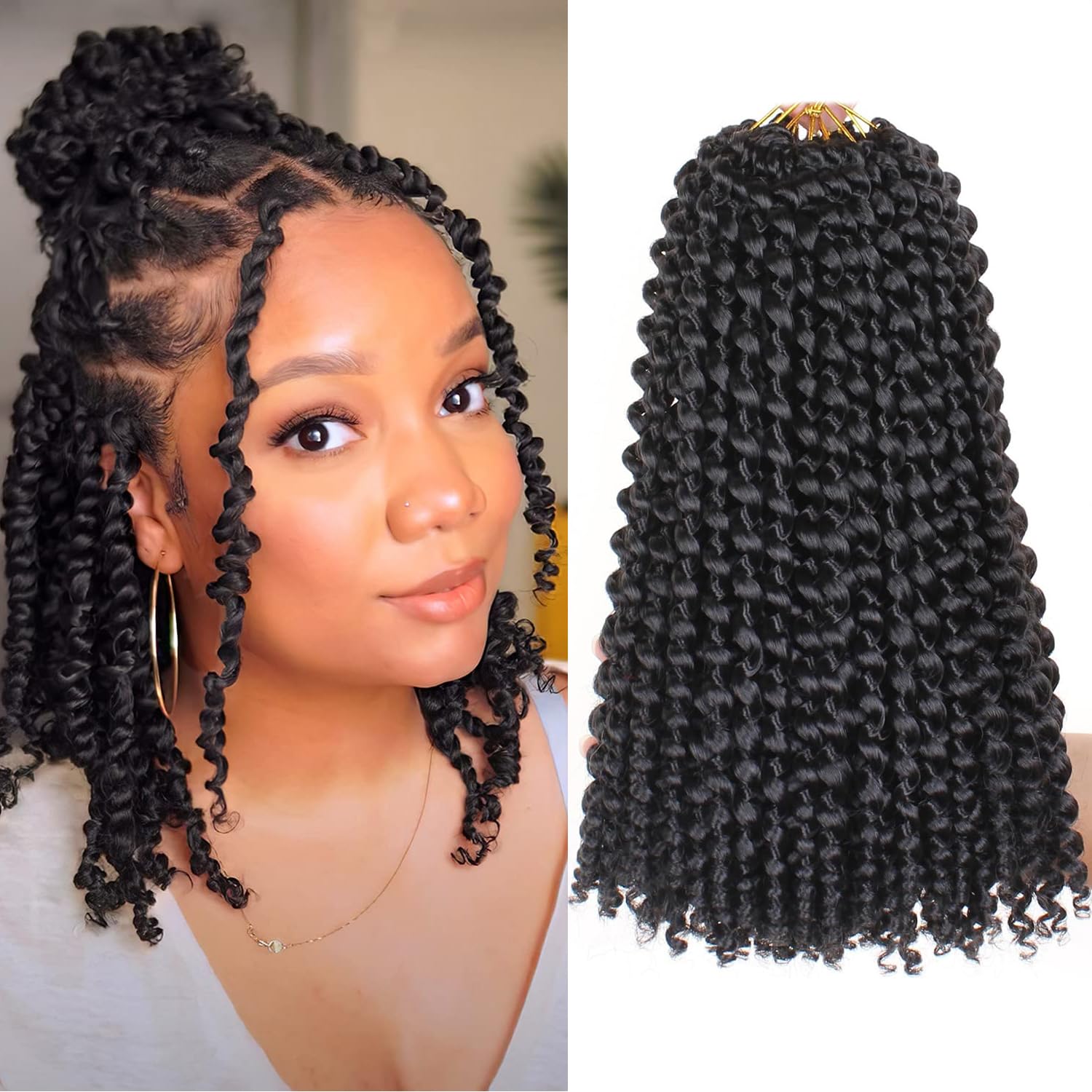 Mscat 12 Inch Short Passion Twist hair 7pcs Water Wave Crochet Hai Extensions For Passion Twist Braiding Hair Braids 2# — image 1