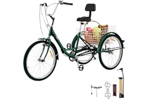 Bkisy Adult Tricycle 24'' 7-Speed 3-Wheel Bike