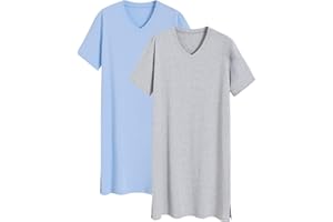 Latuza Men's 2 Pack Nightshirt Cotton Sleep Shirt Nightgown